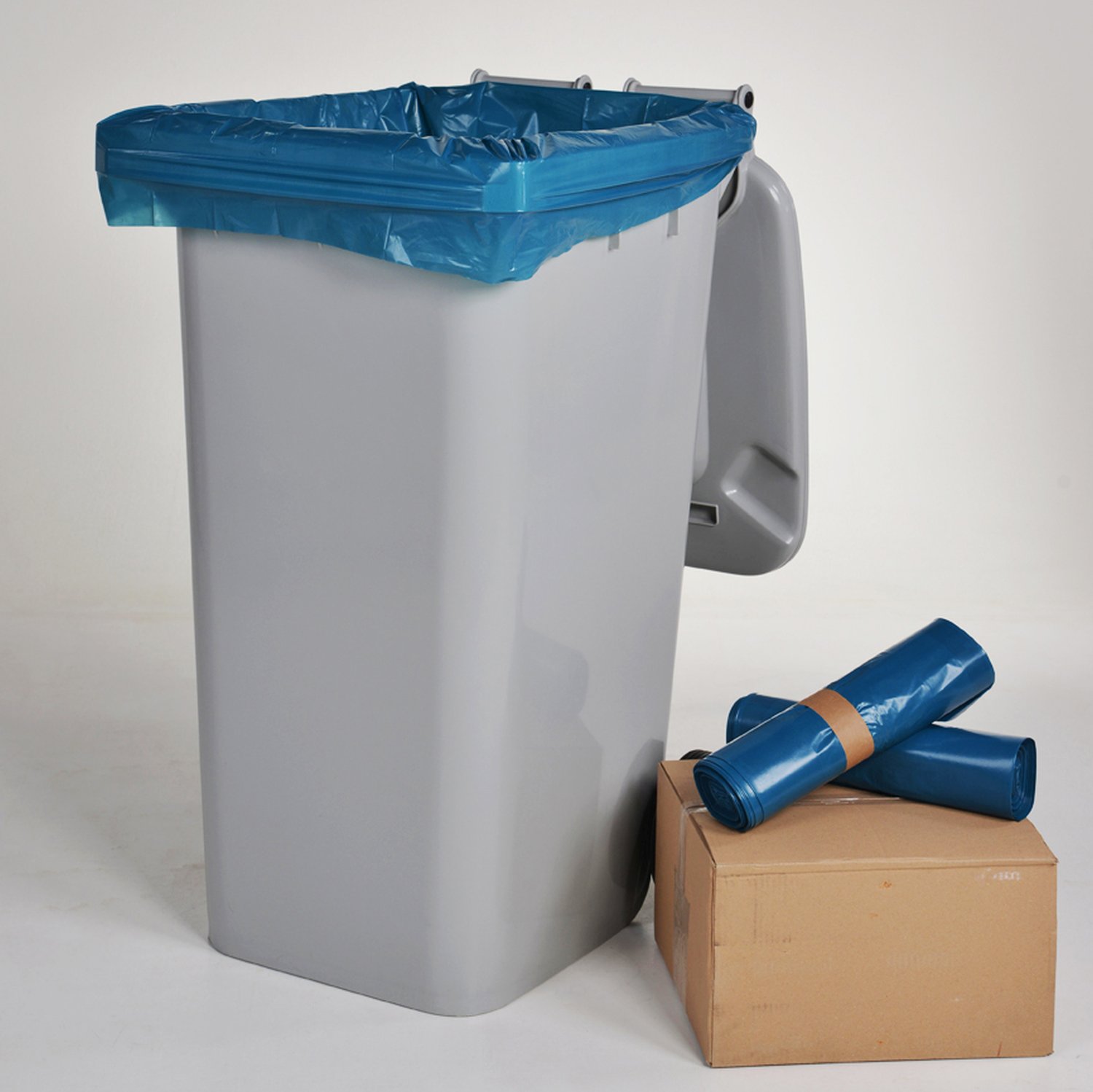 Sac conteneur 140 l, PEBD recyclé, 40 mu, bleu, non imprimé, non perforé, sans lien de fermeture (100 sacs) detail 2