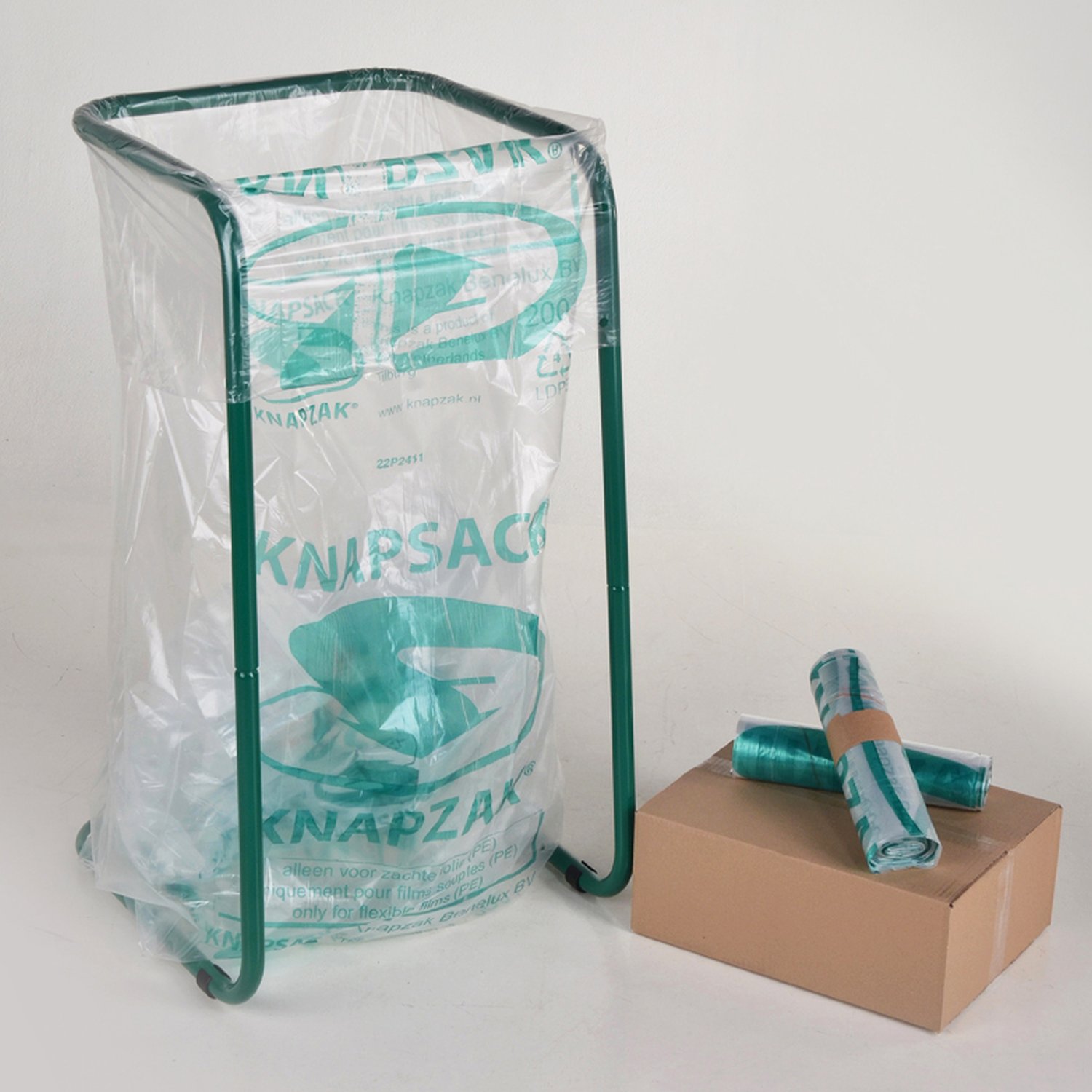 Knapsack 200 l, LDPE recyclate, 35 mu, printed, perforated, with closing ribbon detail 2