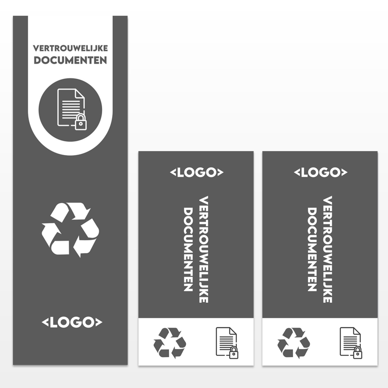 WasteWatcher 87 l. stickerset vertrouwelijke documenten bestaande uit één sticker voorkant en twee stickers voor de zijkant