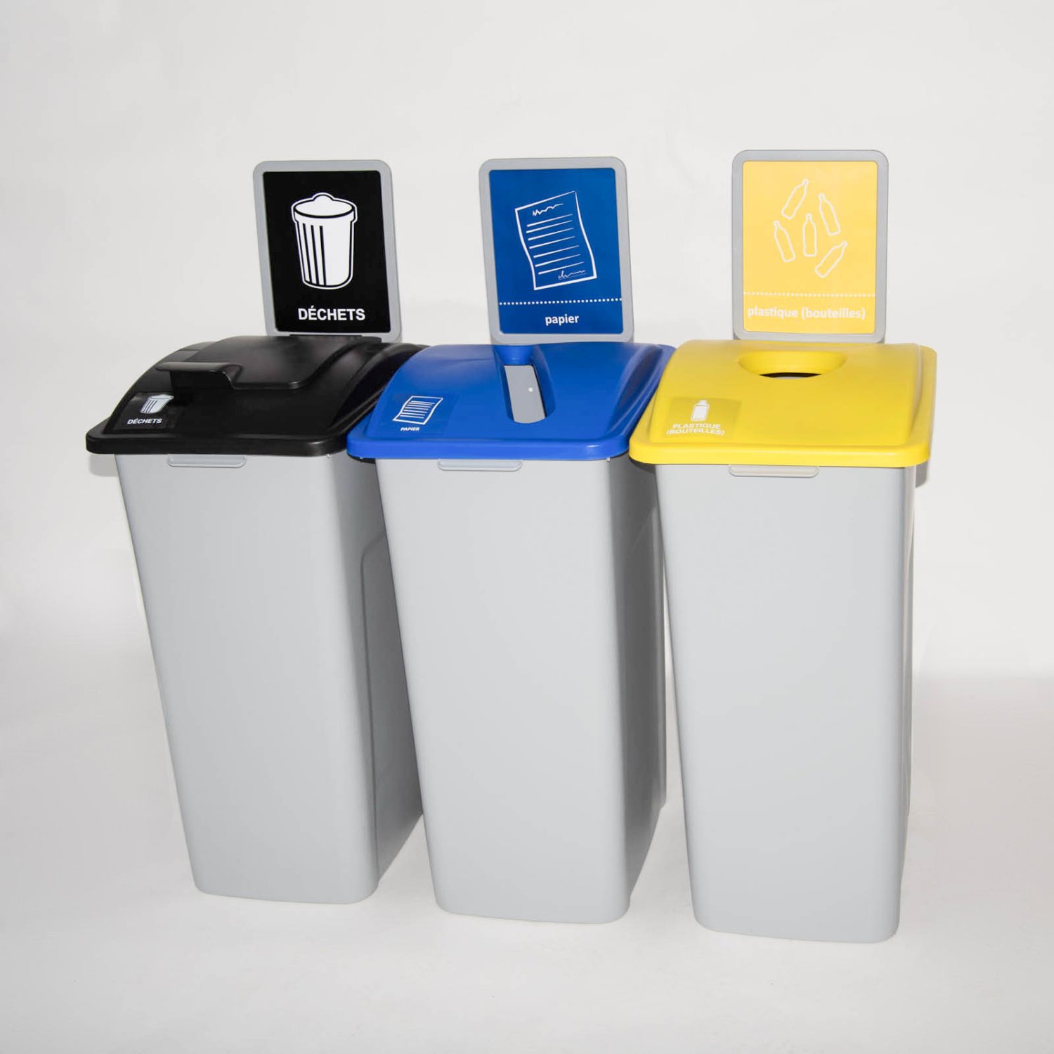 Waste Watcher XL 121 l., 3 pieces with yellow, blue and black lid detail 2